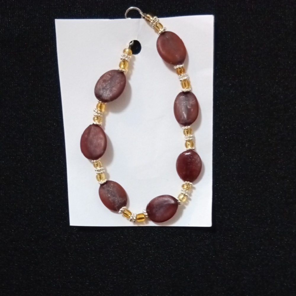 Elegant Handmade Brown and Gold Beaded Bracelet